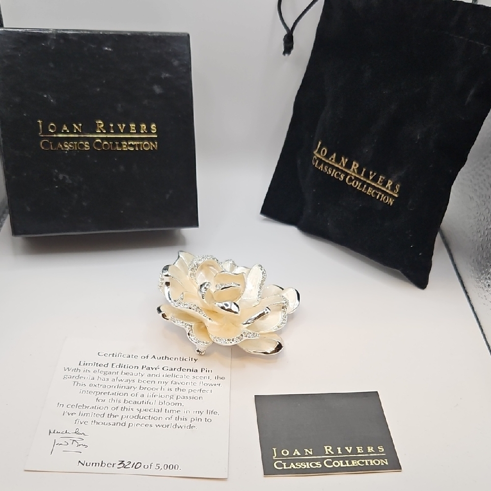 Joan Rivers Cream and Silver Floral Pin